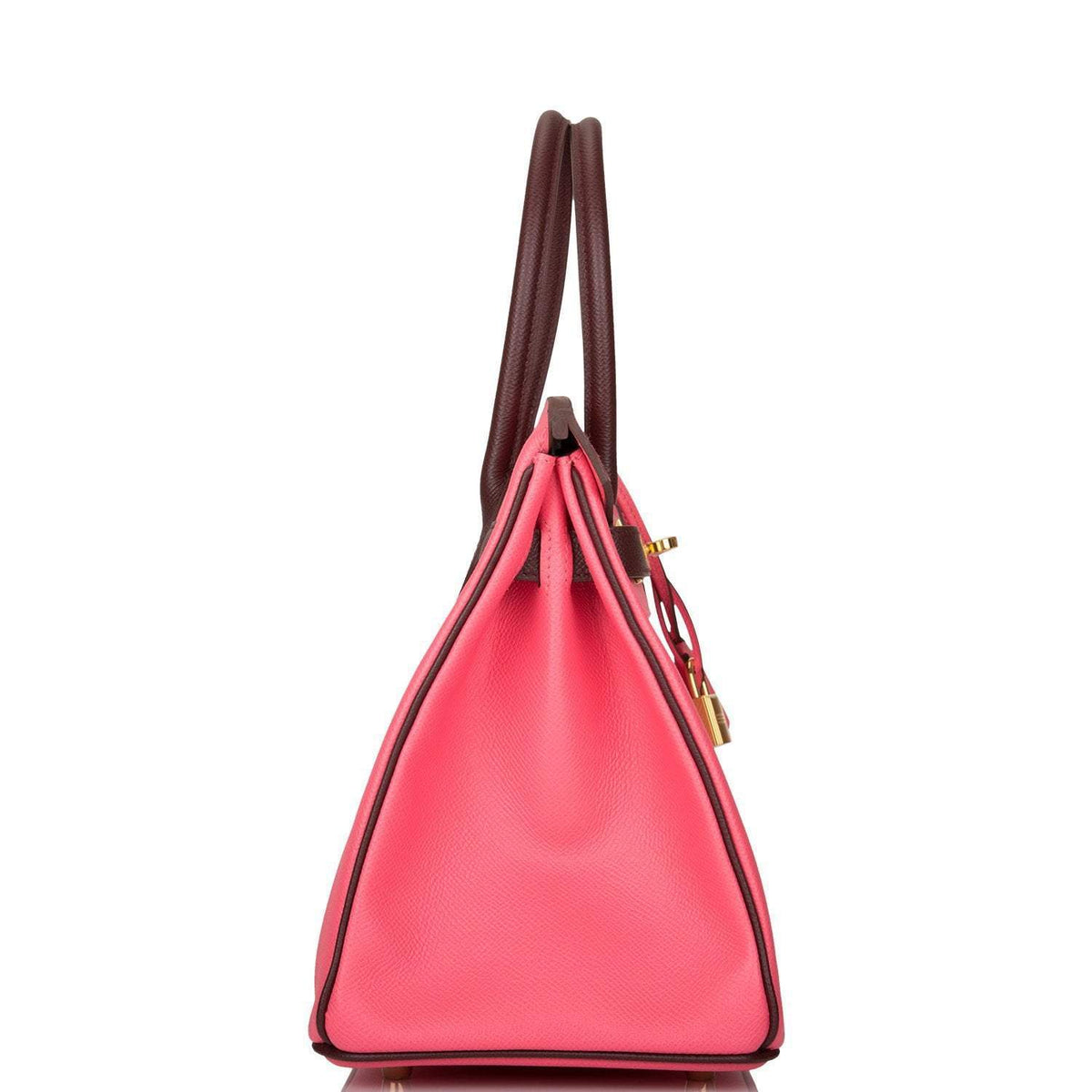 Hermes Birkin 30cm Bi-Color Rose Azalee and Bordeaux Epsom Gold Hardware Hermes