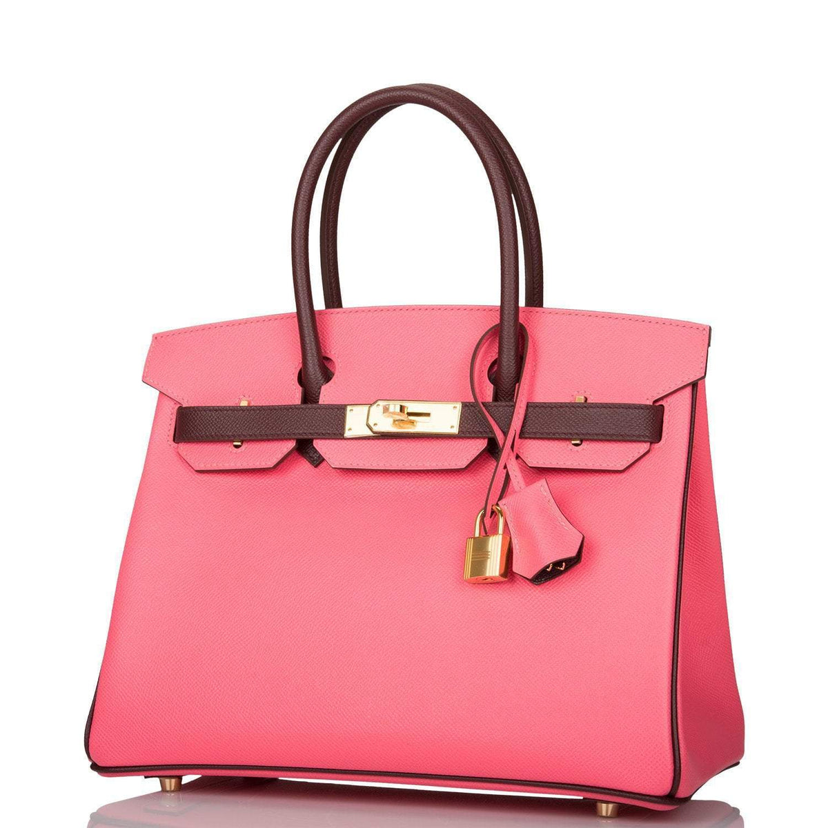 Hermes Birkin 30cm Bi-Color Rose Azalee and Bordeaux Epsom Gold Hardware Hermes