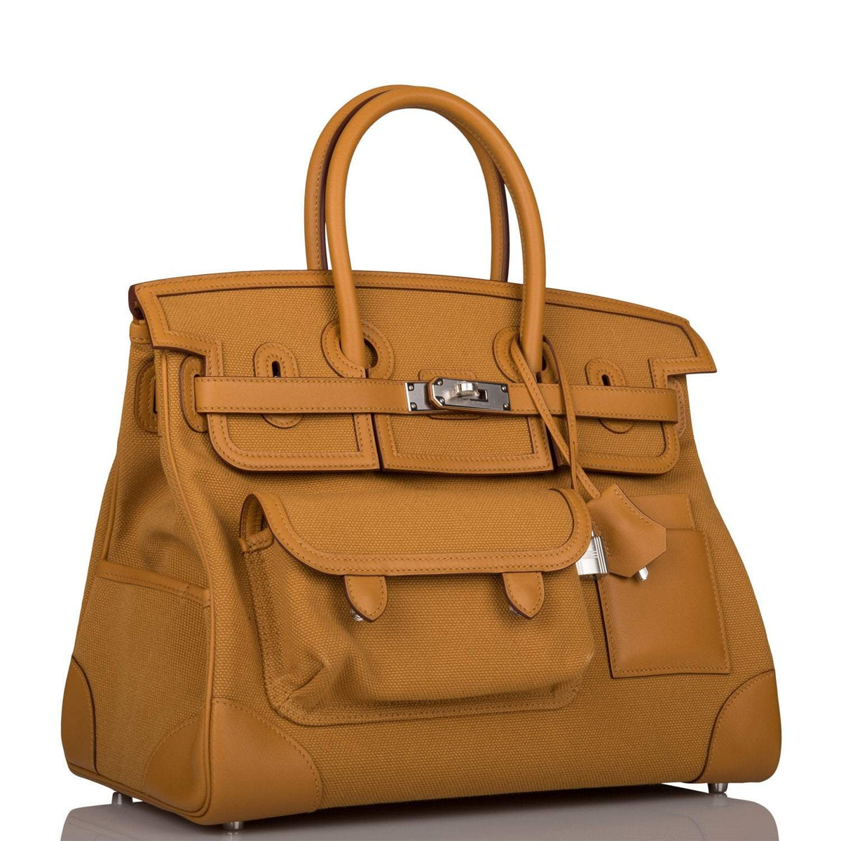 Hermes Birkin 35cm Desert/Sesame Swift and Toile Canvas "Cargo" Palladium Hardware BagAg