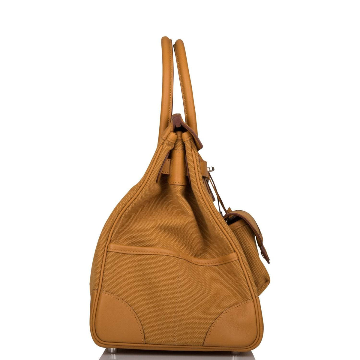Hermes Birkin 35cm Desert/Sesame Swift and Toile Canvas "Cargo" Palladium Hardware BagAg