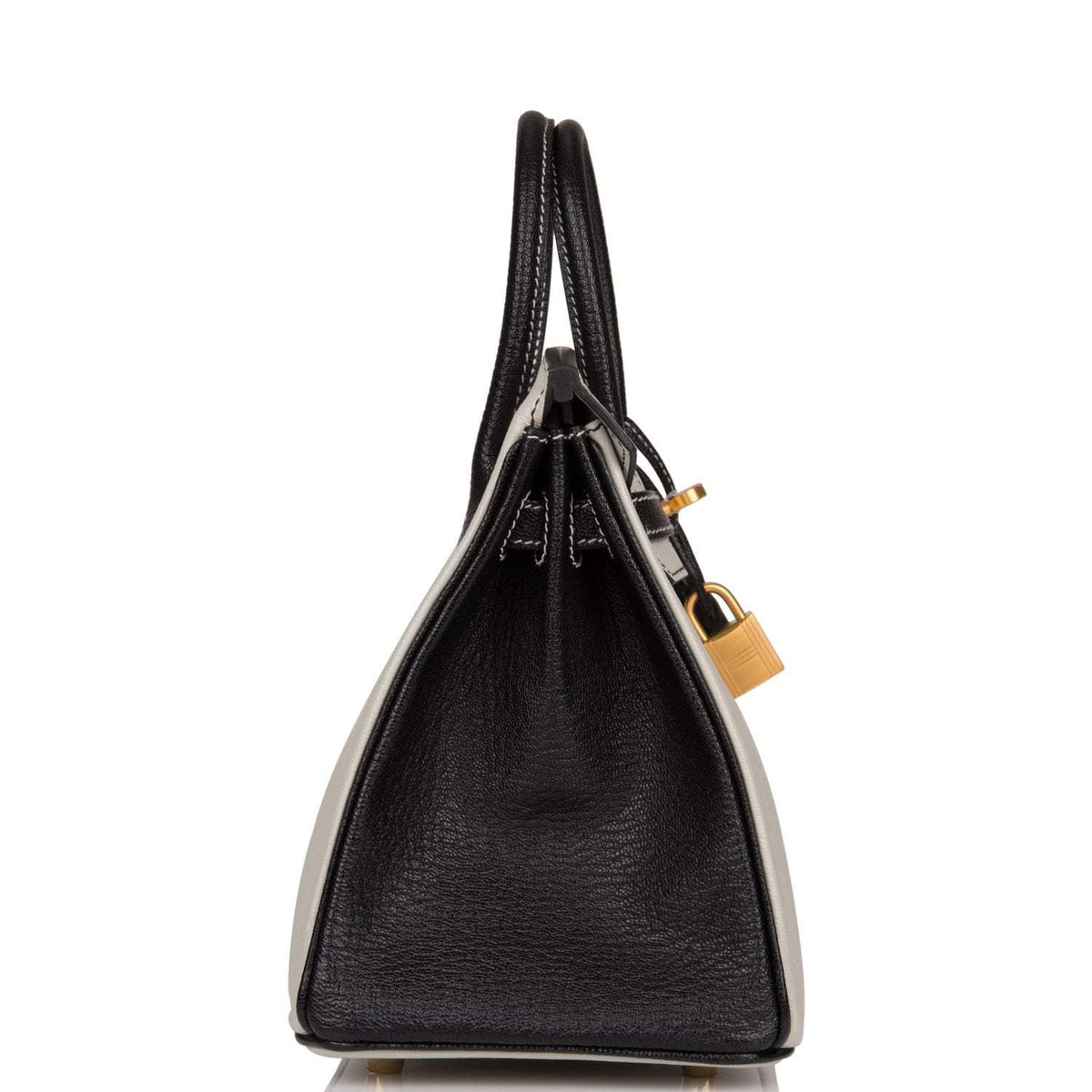 Birkin 25 Gris Perle and Black Chèvre Brushed Gold Hardware Hermes
