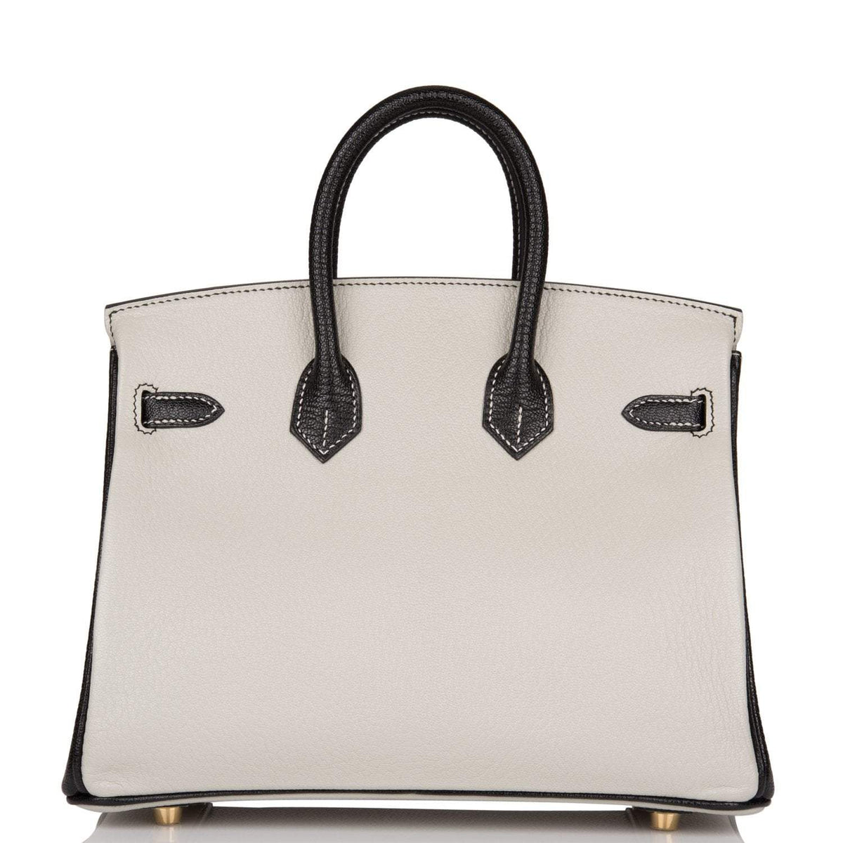 Birkin 25 Gris Perle and Black Chèvre Brushed Gold Hardware Hermes