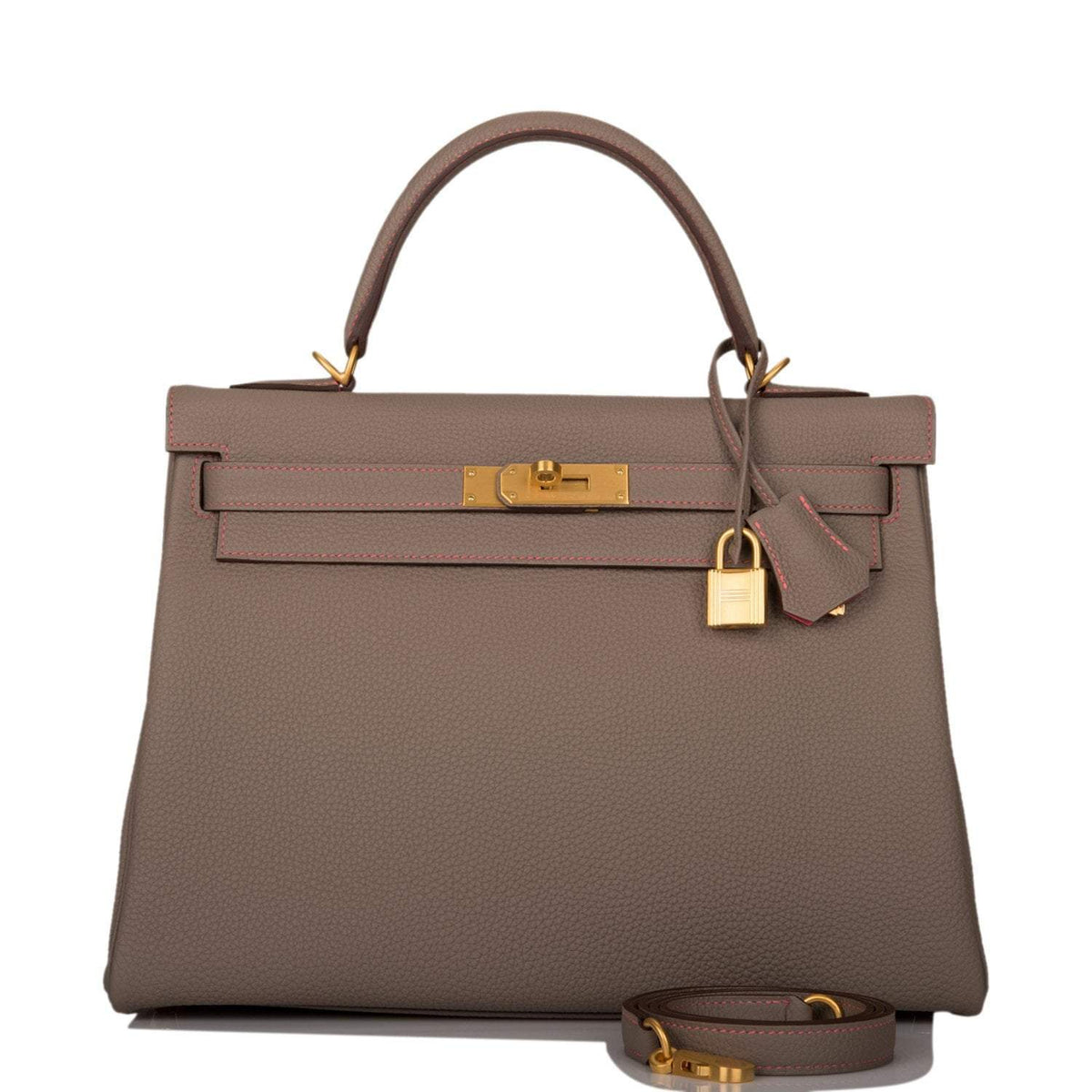 Hermes Horseshoe Stamp (HSS) Gris Asphalte Verso Togo Retourne Kelly 32cm Brushed Gold Hardware Hermes