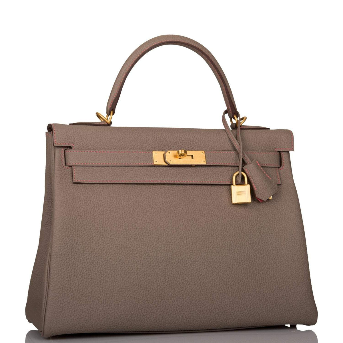 Hermes Horseshoe Stamp (HSS) Gris Asphalte Verso Togo Retourne Kelly 32cm Brushed Gold Hardware Hermes