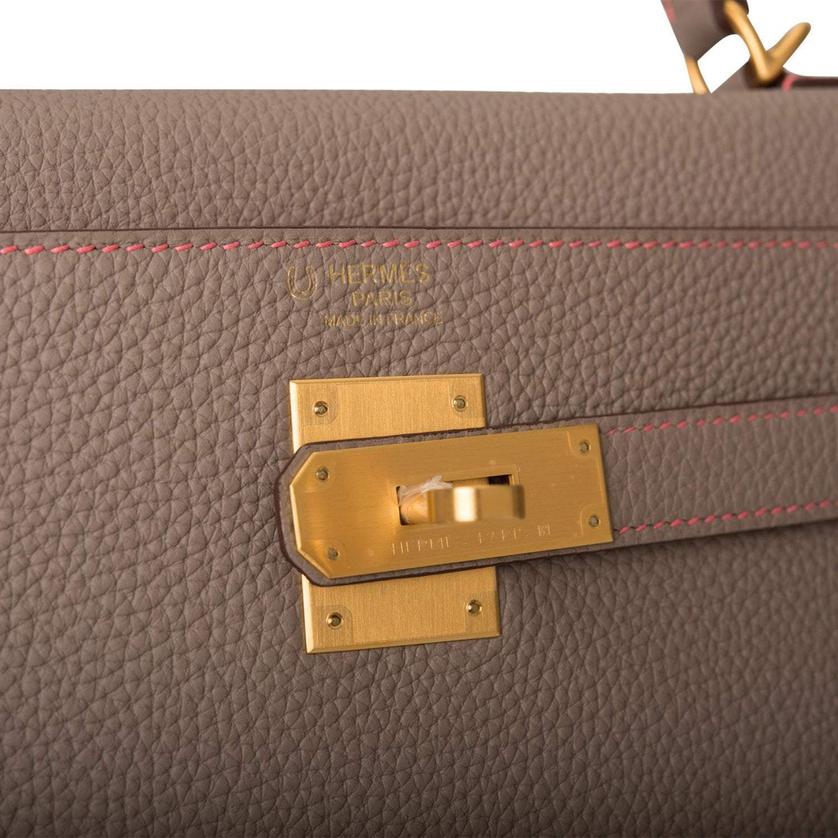 Hermes Horseshoe Stamp (HSS) Gris Asphalte Verso Togo Retourne Kelly 32cm Brushed Gold Hardware Hermes