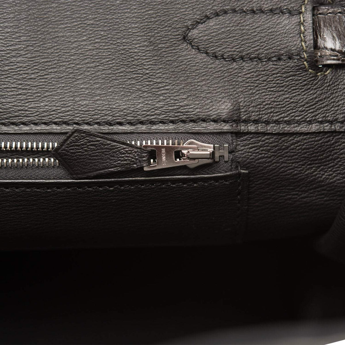 Hermes  Birkin 35cm Bi-Color Gris Tourterelle and Graphite Shiny Porosus Crocodile Brushed Palladium Hardware Hermes