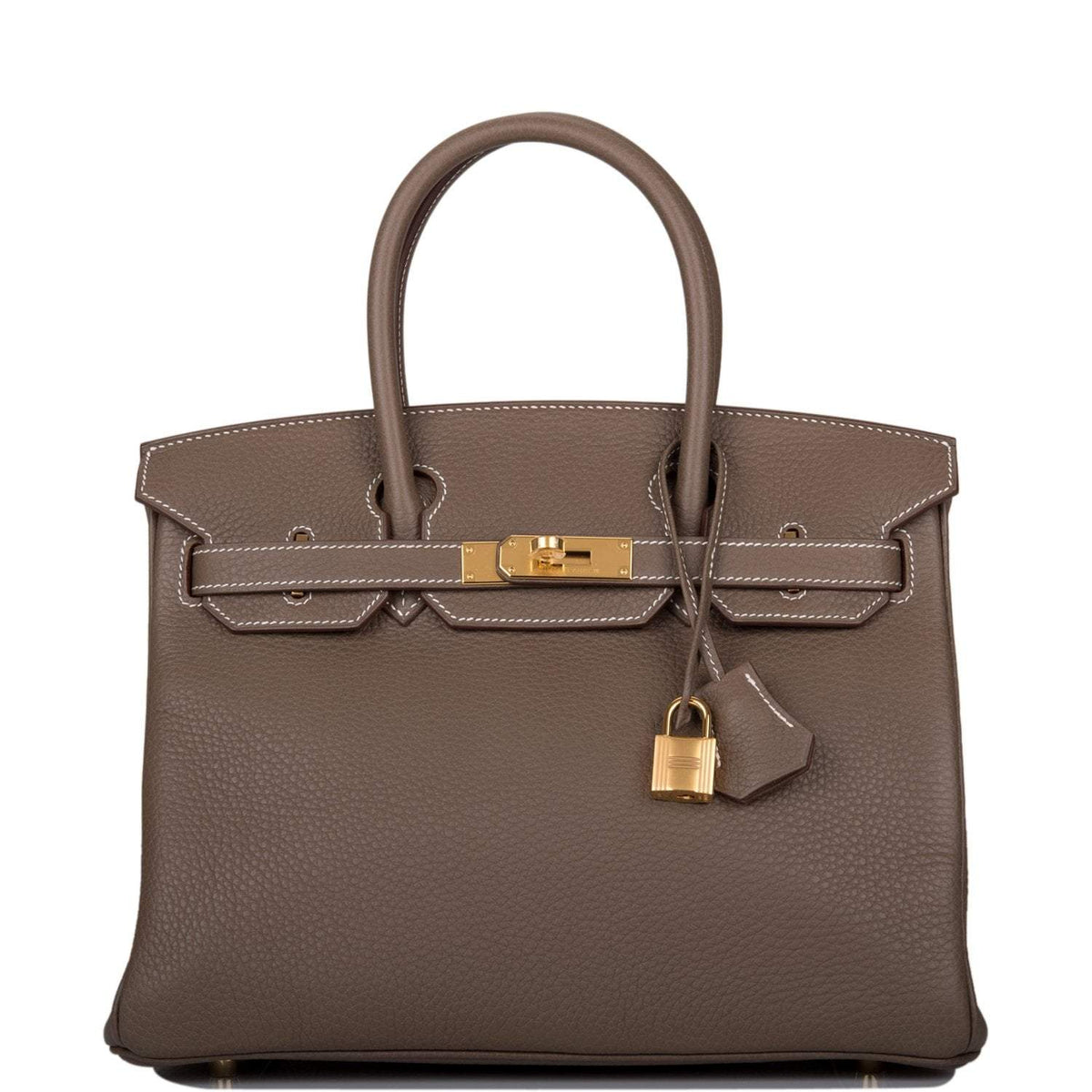 Hermes Etoupe Clemence Birkin 30cm Gold Hardware Hermes