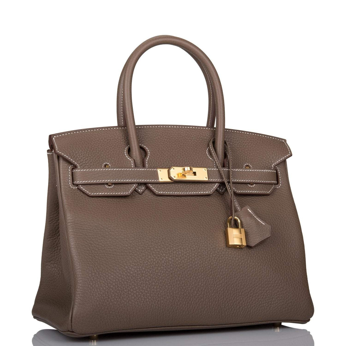 Hermes Etoupe Clemence Birkin 30cm Gold Hardware Hermes