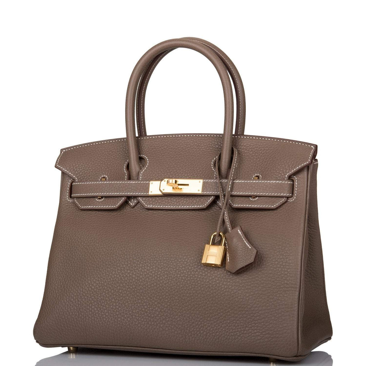 Hermes Etoupe Clemence Birkin 30cm Gold Hardware Hermes
