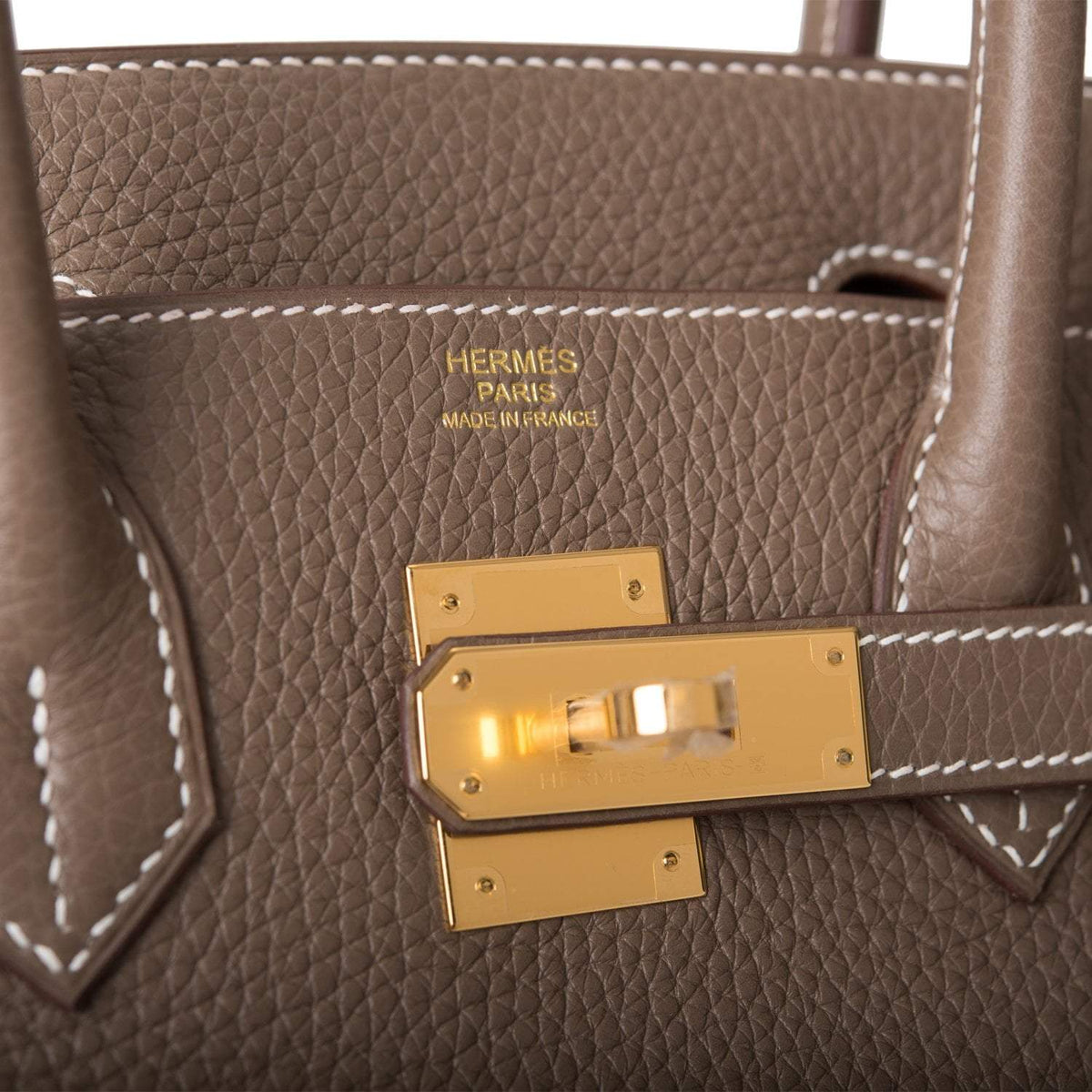 Hermes Etoupe Clemence Birkin 30cm Gold Hardware Hermes
