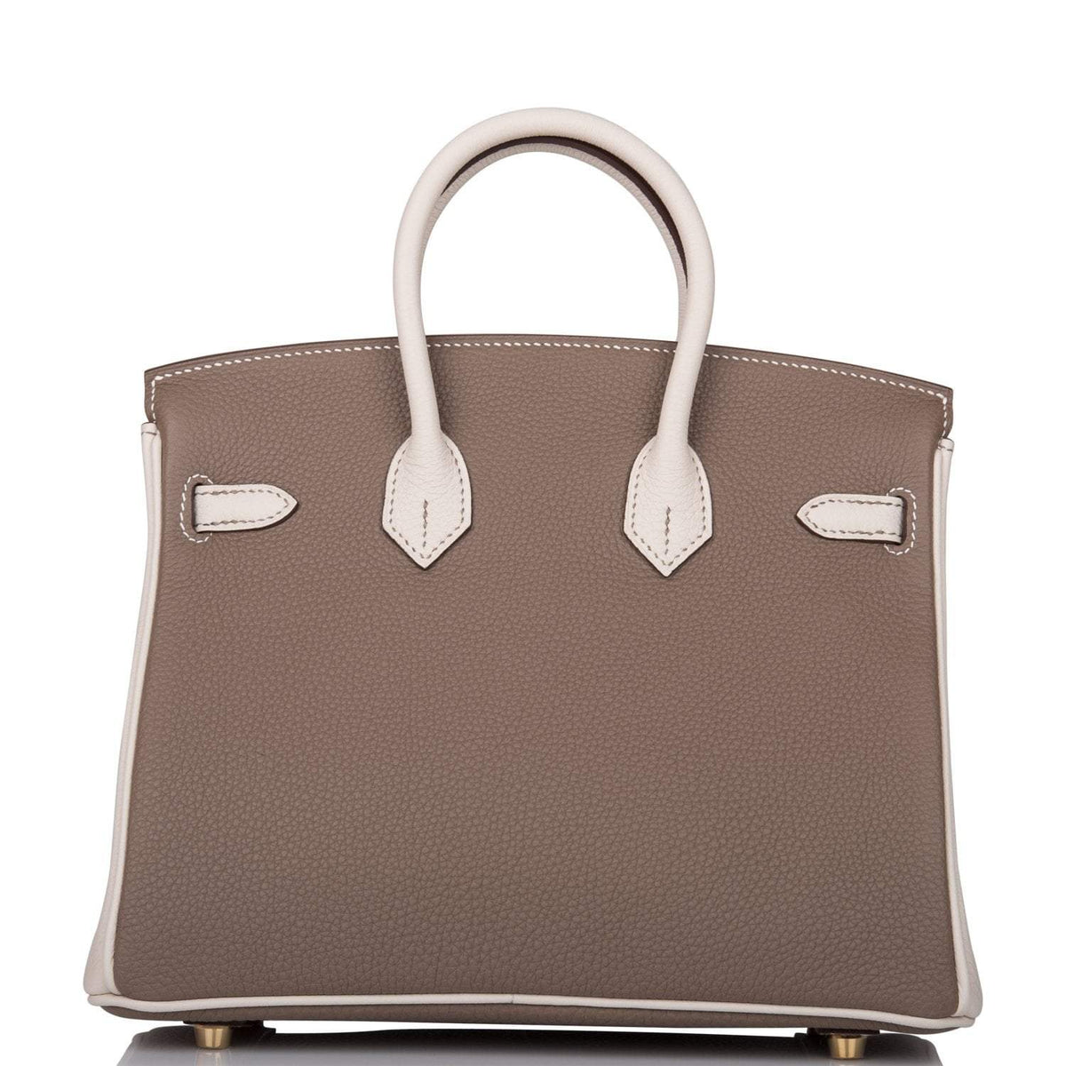 Hermes Birkin 25 Etoupe and Craie Togo Brushed Gold Hardware Hermes