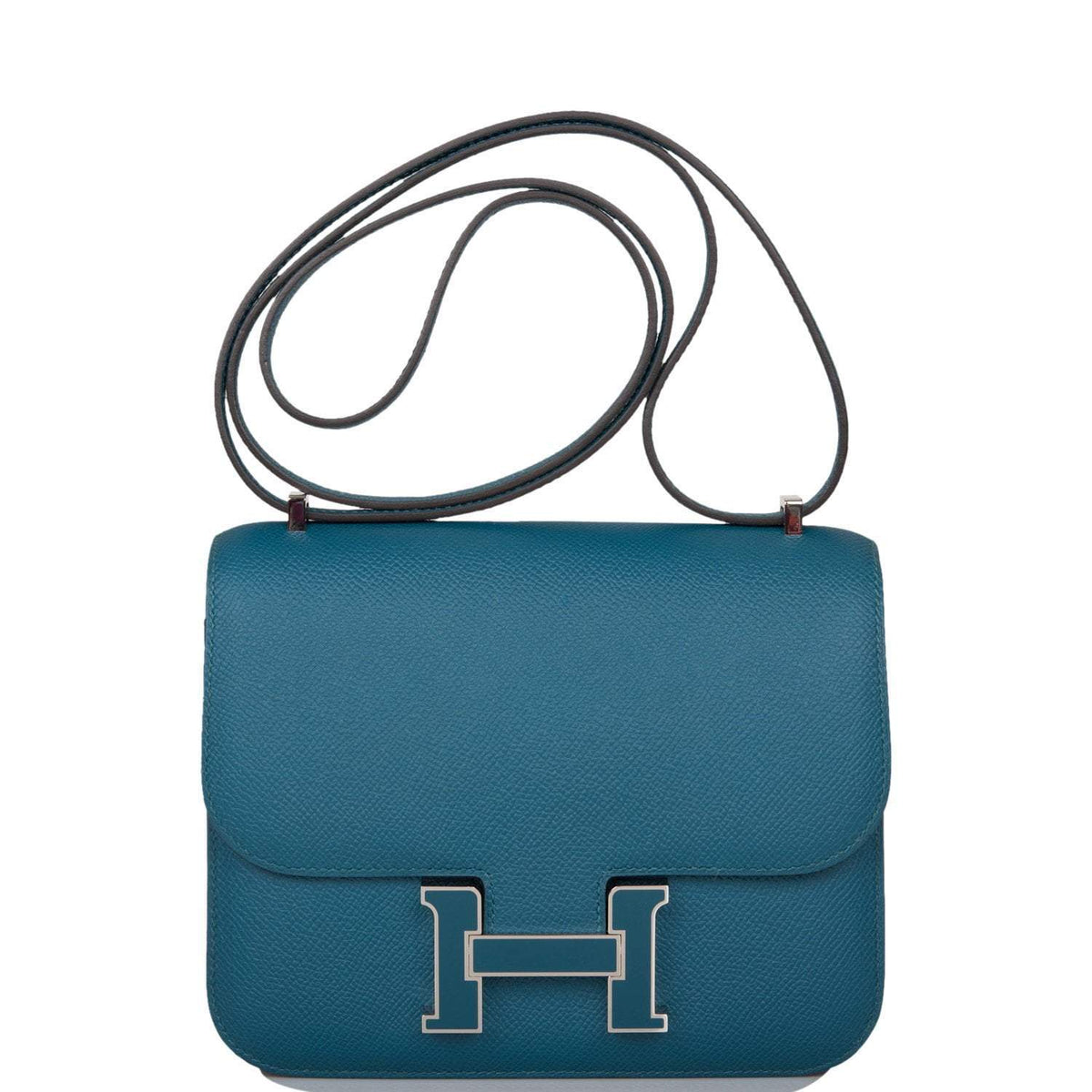 Hermes Vert Bosphore Epsom Mini Constance 18cm Lacquer Hardware BagAg