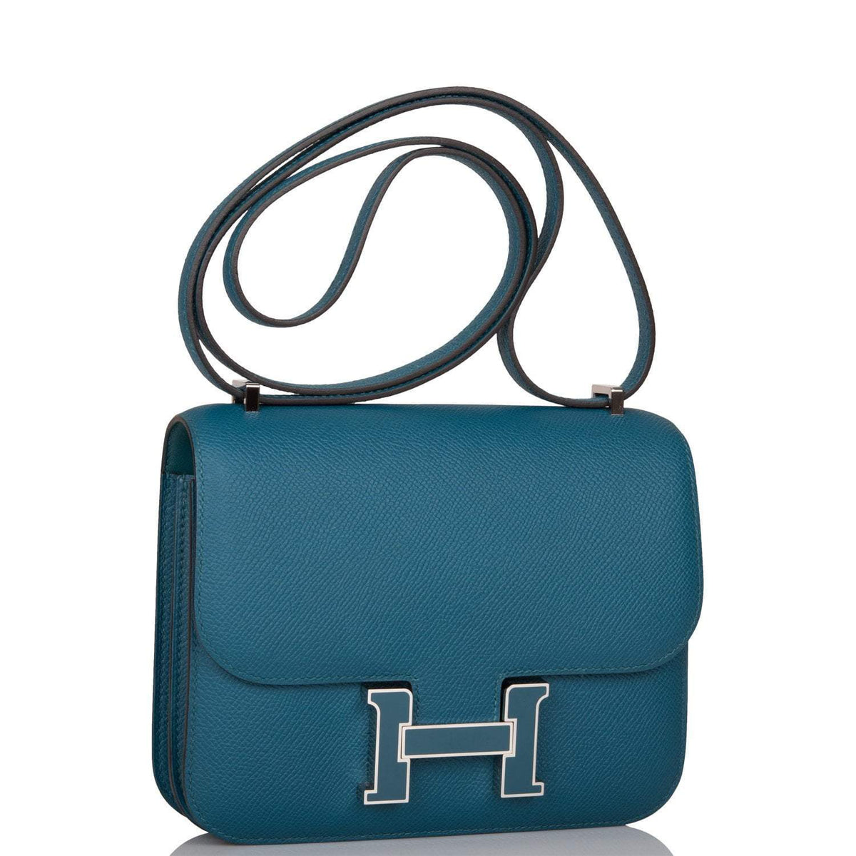 Hermes Vert Bosphore Epsom Mini Constance 18cm Lacquer Hardware BagAg