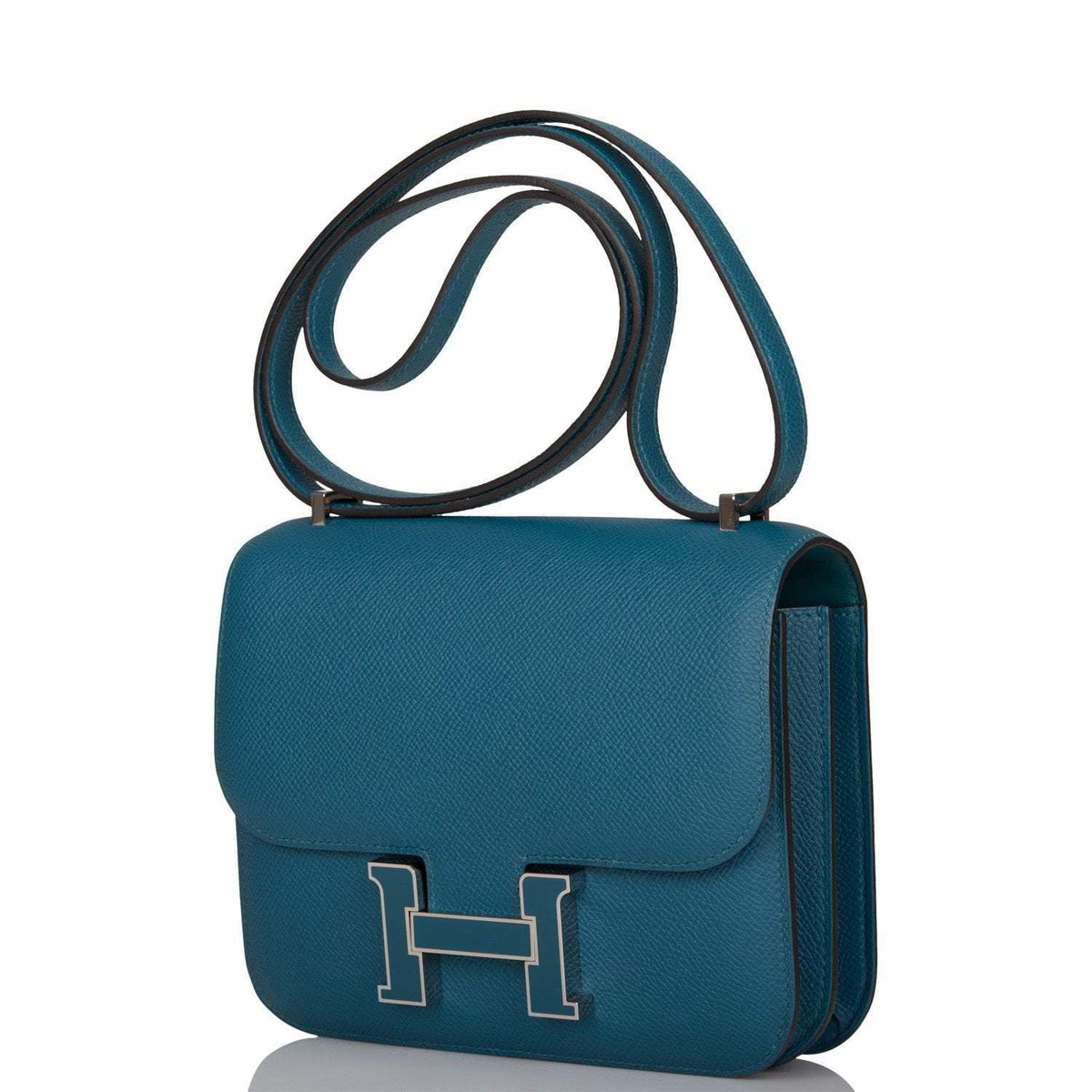 Hermes Vert Bosphore Epsom Mini Constance 18cm Lacquer Hardware BagAg