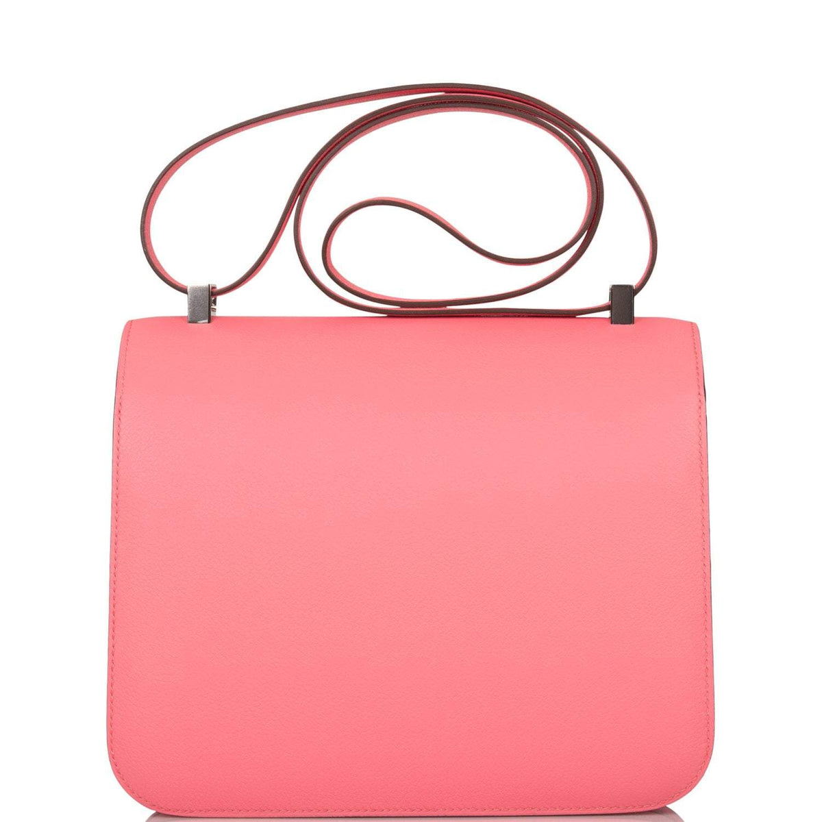 Hermes Rose D'Ete Verso Evercolor Constance 24cm Palladium Hardware Crowned Bag