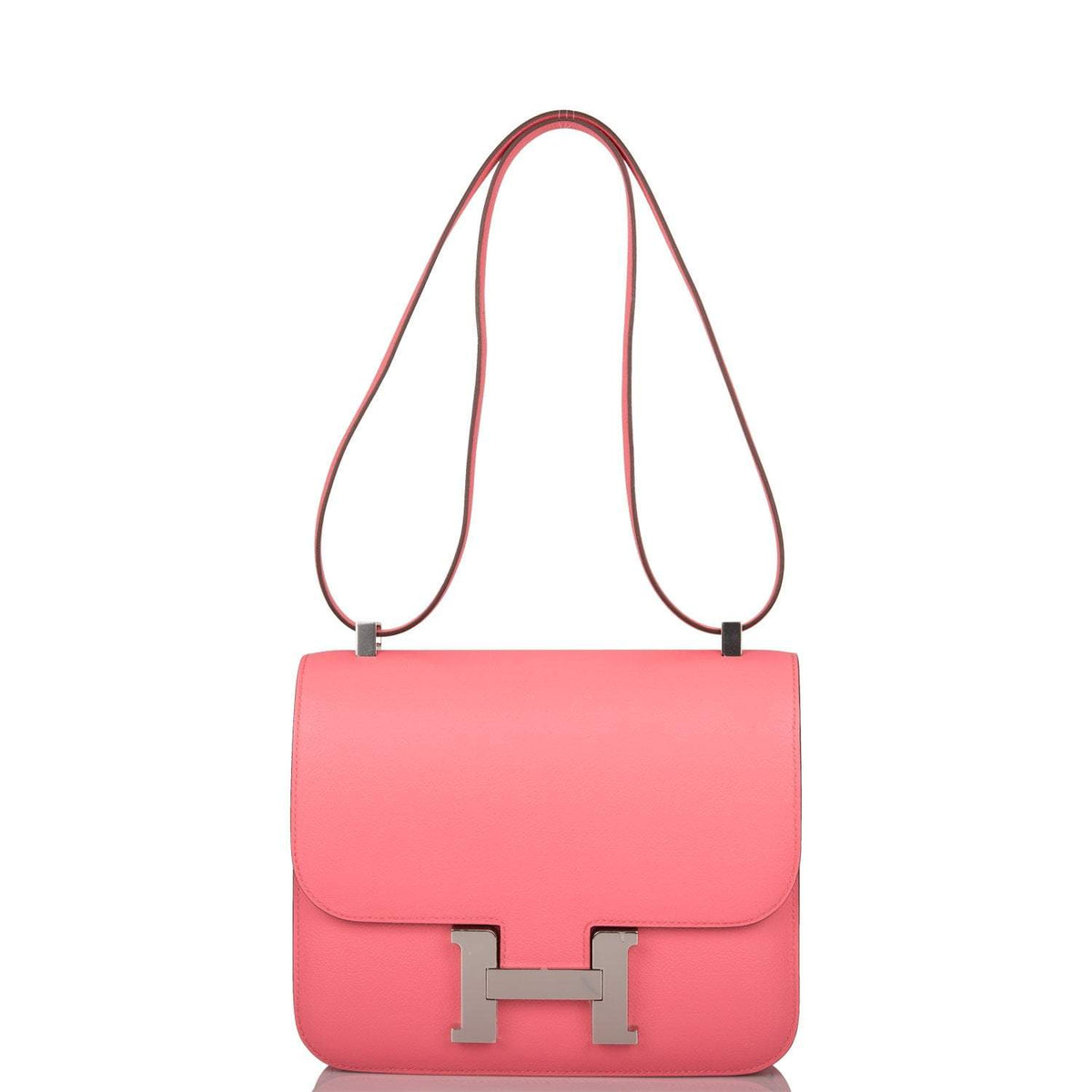 Hermes Rose D'Ete Verso Evercolor Constance 24cm Palladium Hardware Crowned Bag