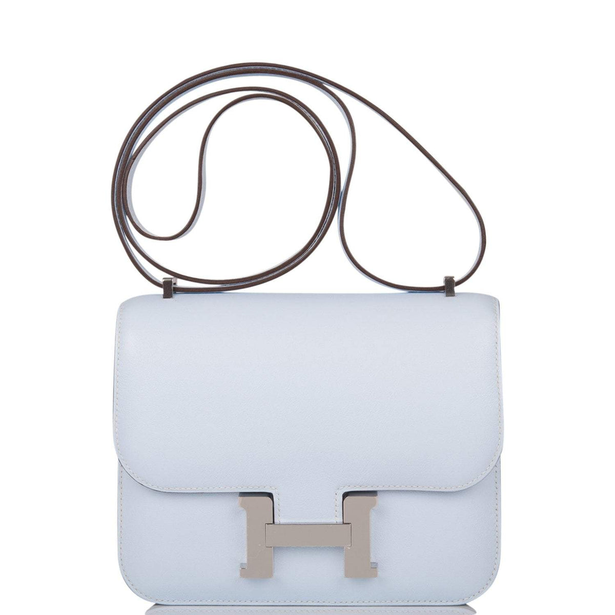 Hermes Bleu Brume Swift Mini Constance 18cm Palladium Hardware BagAg