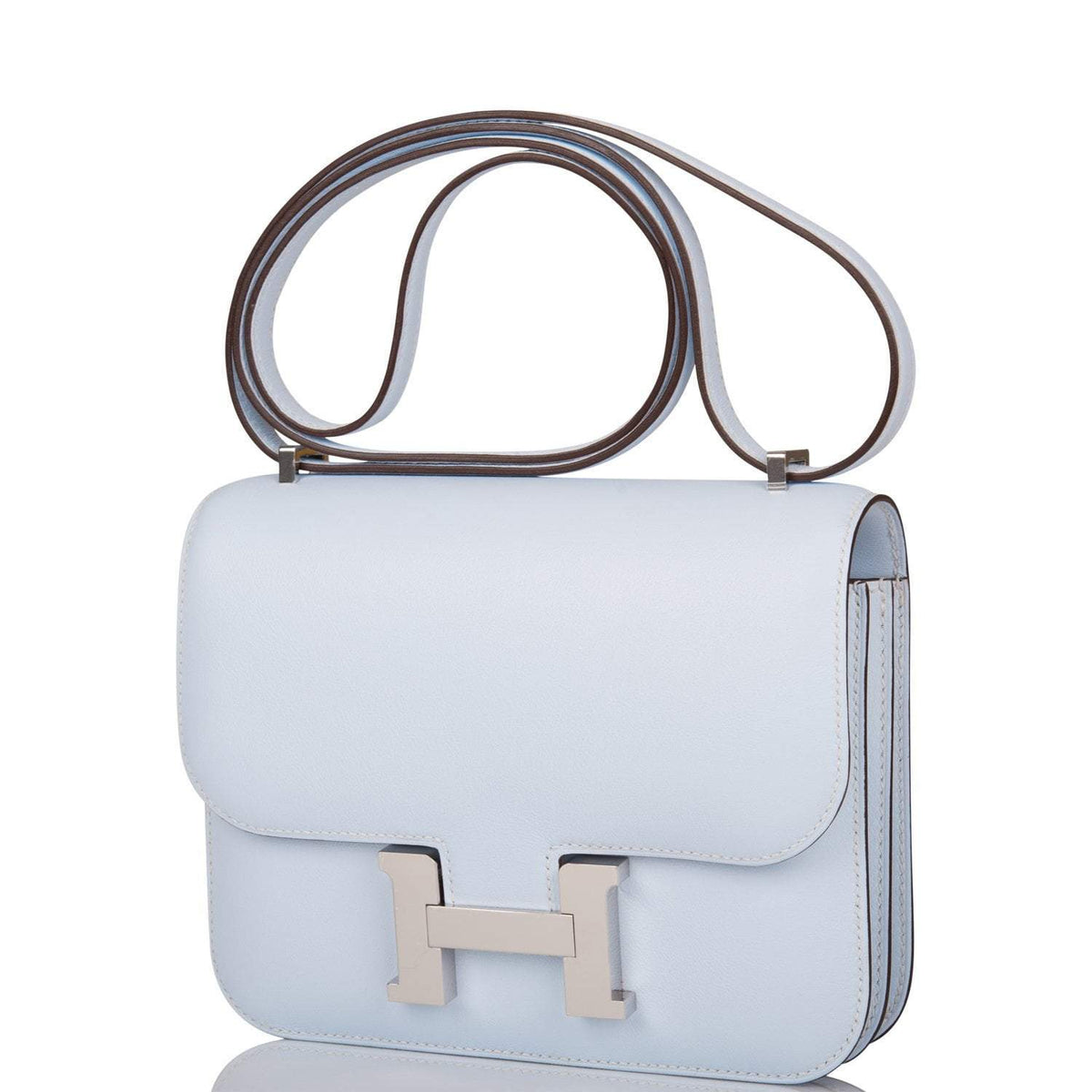 Hermes Bleu Brume Swift Mini Constance 18cm Palladium Hardware BagAg