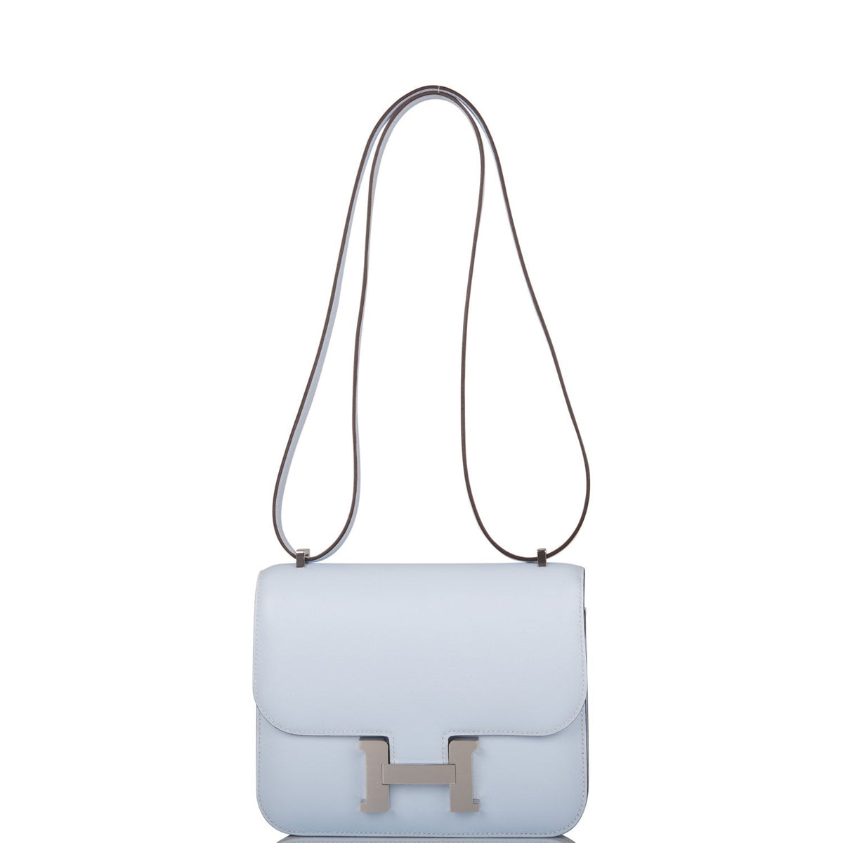 Hermes Bleu Brume Swift Mini Constance 18cm Palladium Hardware BagAg