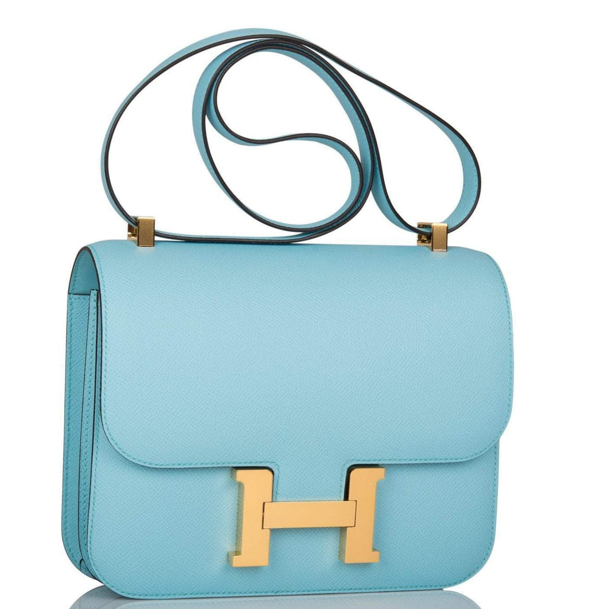 Hermes Bleu Atoll Epsom Constance 24cm Gold Hardware BagAg