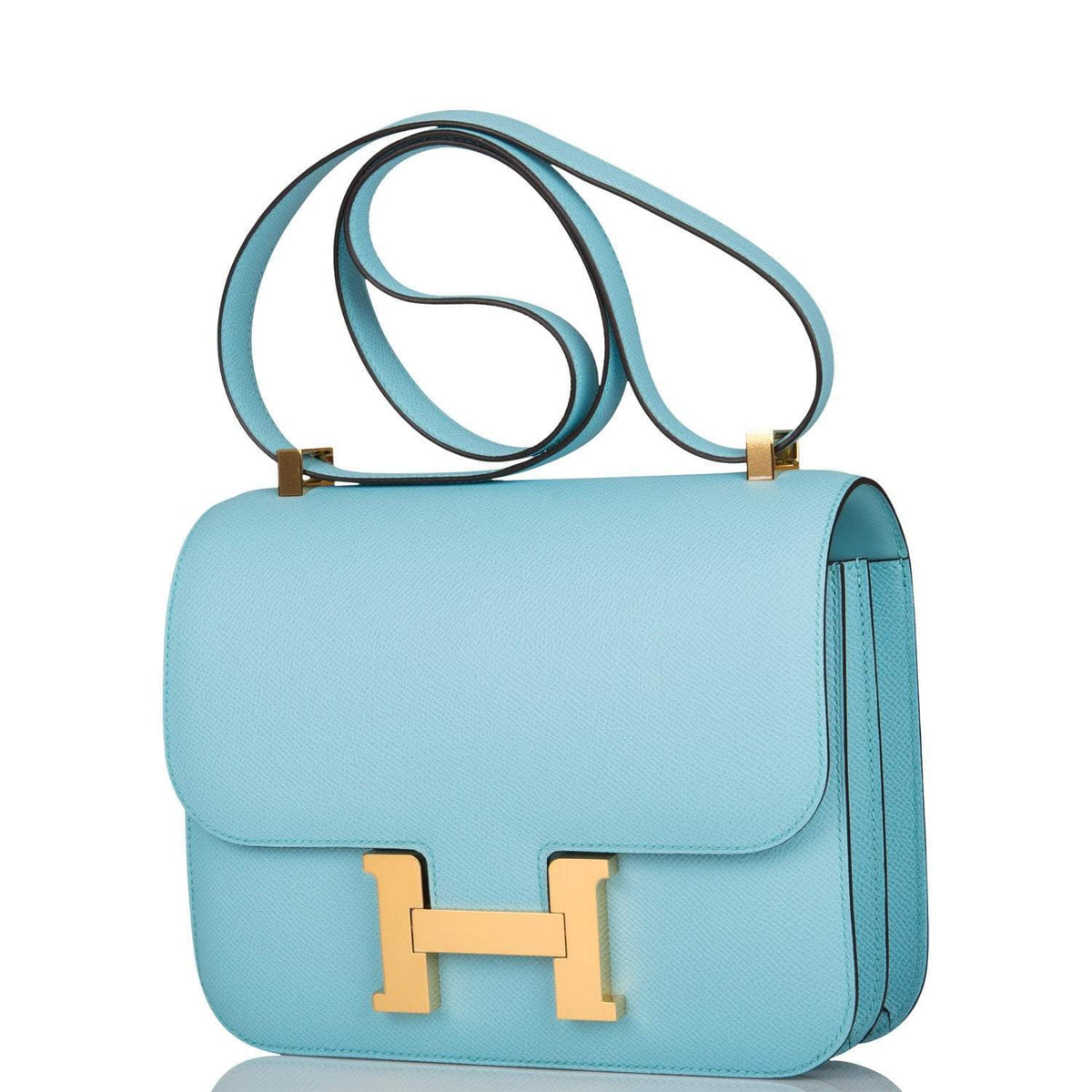 Hermes Bleu Atoll Epsom Constance 24cm Gold Hardware BagAg