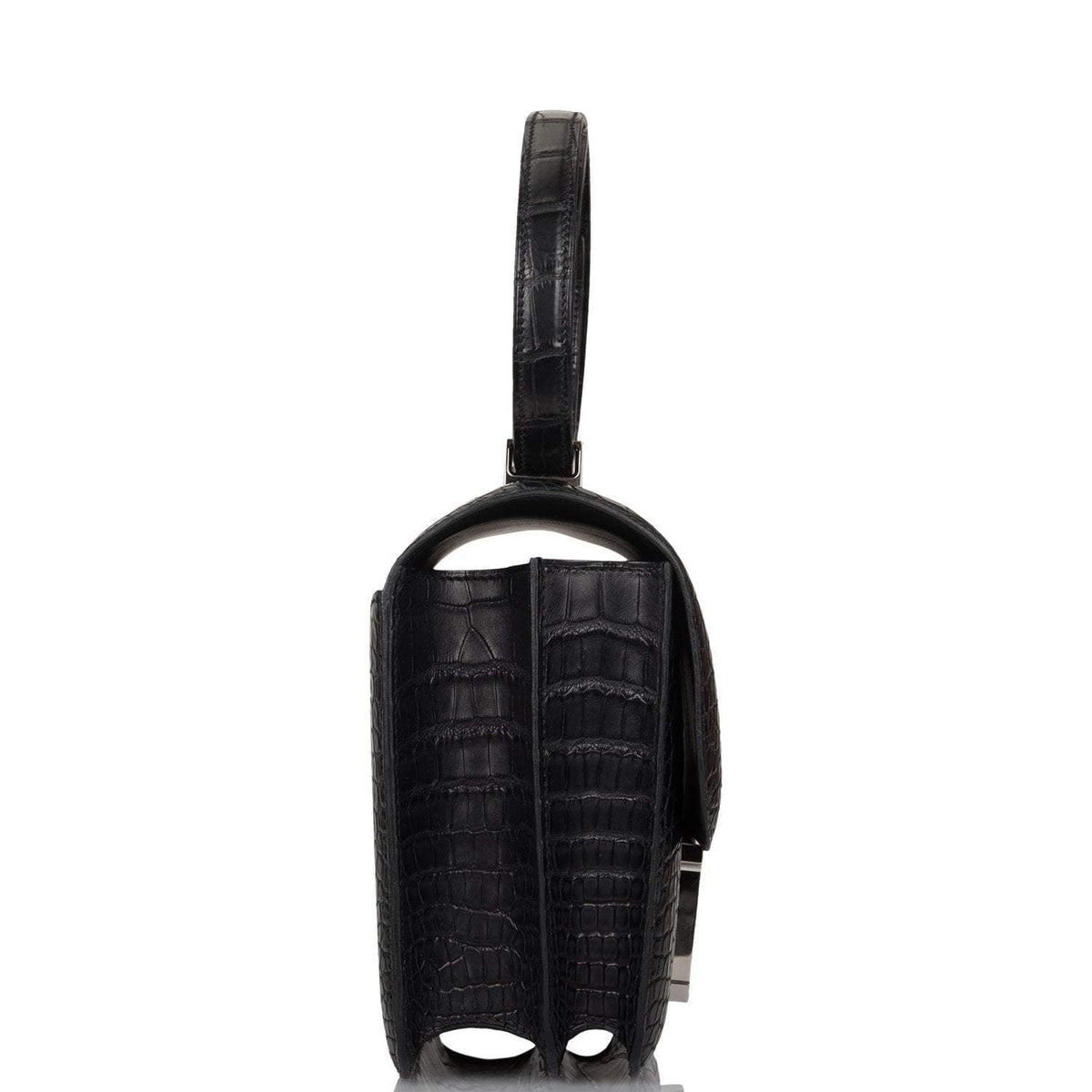 Hermes Black Matte Alligator and Ombre Lizard Marquette Constance 24cm Palladium Hardware Hermes