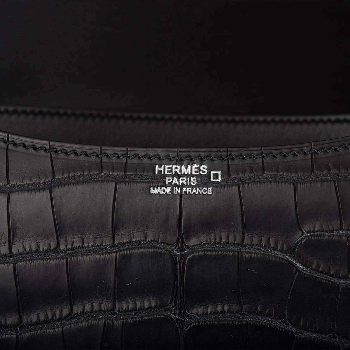 Hermes Black Matte Alligator and Ombre Lizard Marquette Constance 24cm Palladium Hardware Hermes