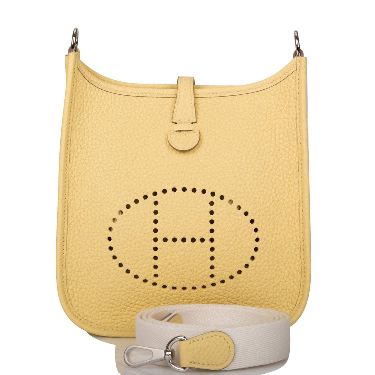 Hermes Jaune Poussin Clemence Evelyne TPM Bag Palladium Hardware BagAg