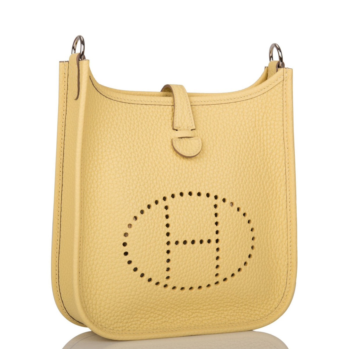 Hermes Jaune Poussin Clemence Evelyne TPM Bag Palladium Hardware BagAg
