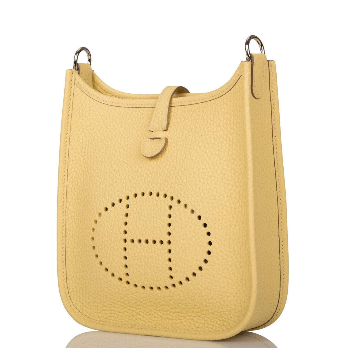 Hermes Jaune Poussin Clemence Evelyne TPM Bag Palladium Hardware BagAg