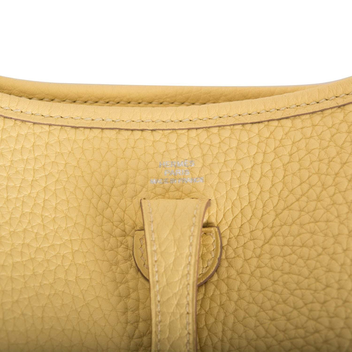 Hermes Jaune Poussin Clemence Evelyne TPM Bag Palladium Hardware BagAg