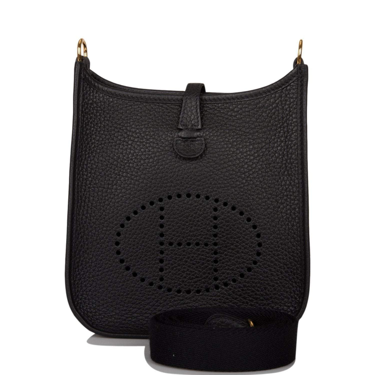 Hermes Black Clemence Evelyne TPM Bag Gold Hardware BagAg