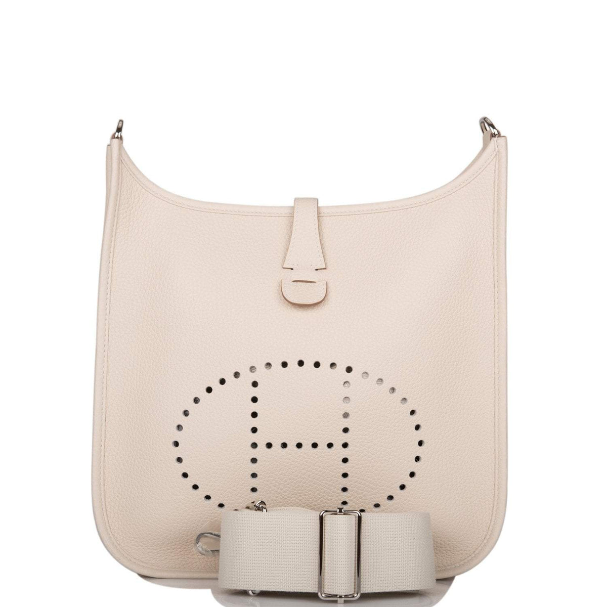 Hermes Craie Clemence Evelyne III PM Bag Palladium Hardware BagAg