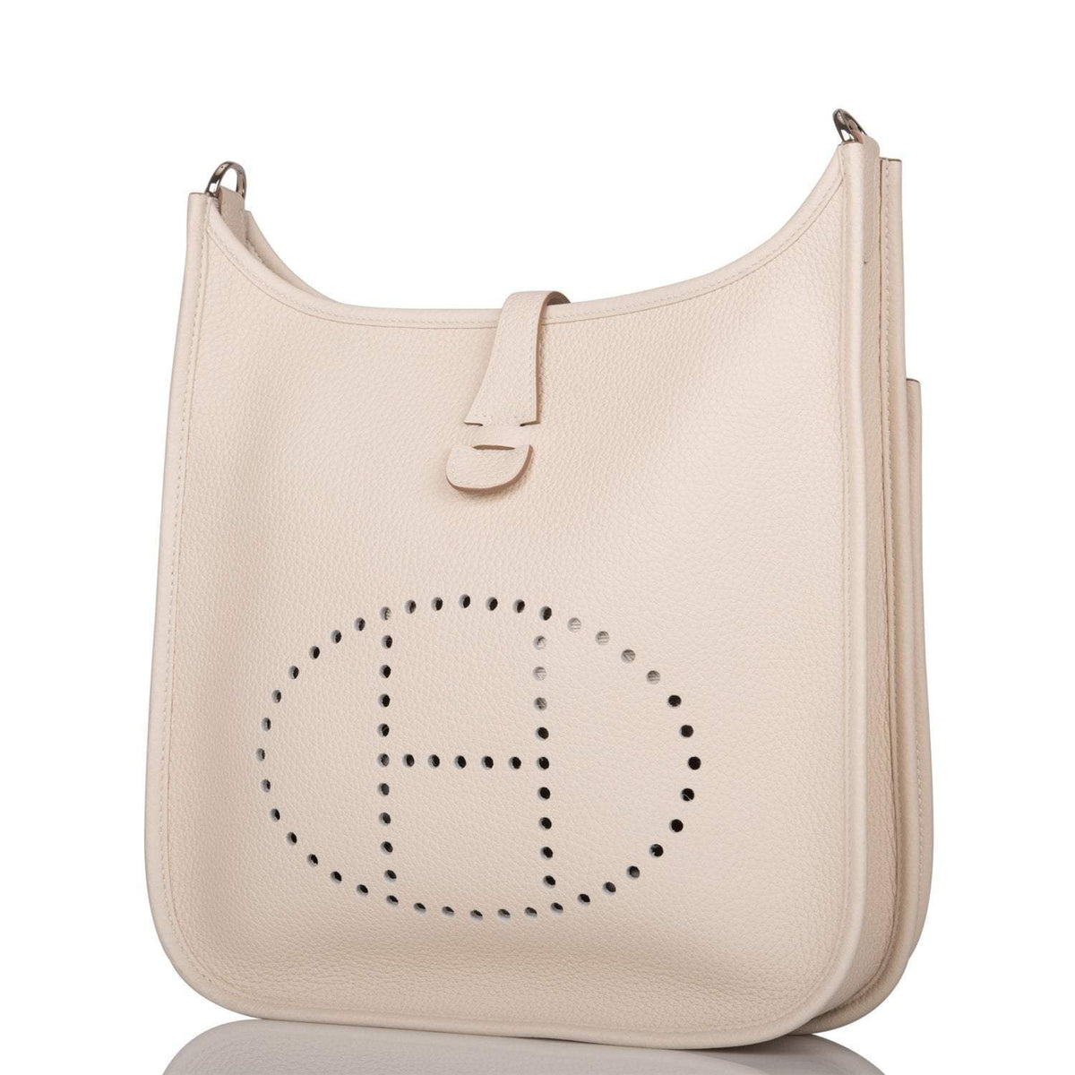 Hermes Craie Clemence Evelyne III PM Bag Palladium Hardware BagAg