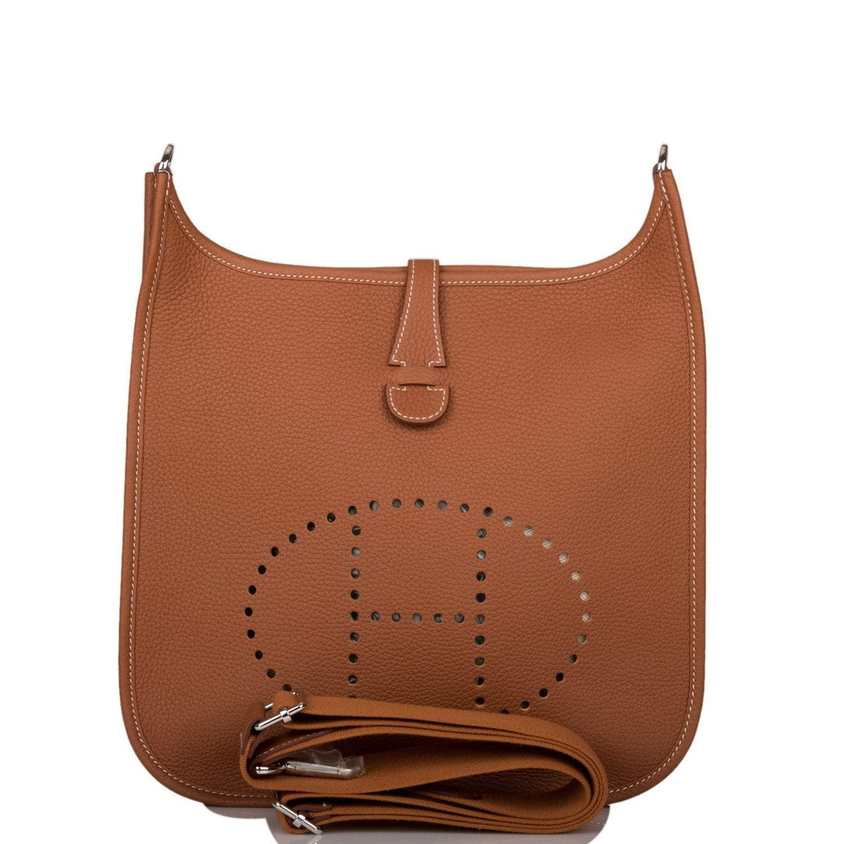 Hermes Gold Clemence Evelyne III PM Bag Palladium Hardware BagAg