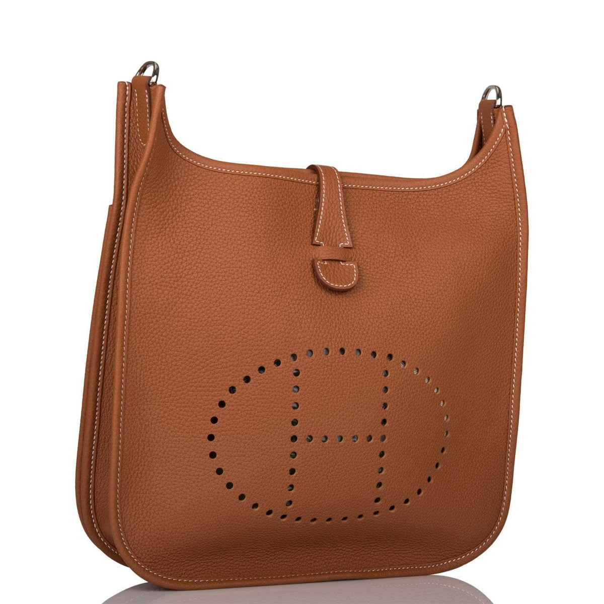 Hermes Gold Clemence Evelyne III PM Bag Palladium Hardware BagAg