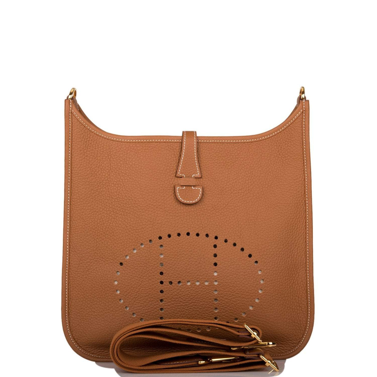 Hermes Gold Clemence Evelyne III PM Bag Gold Hardware BagAg