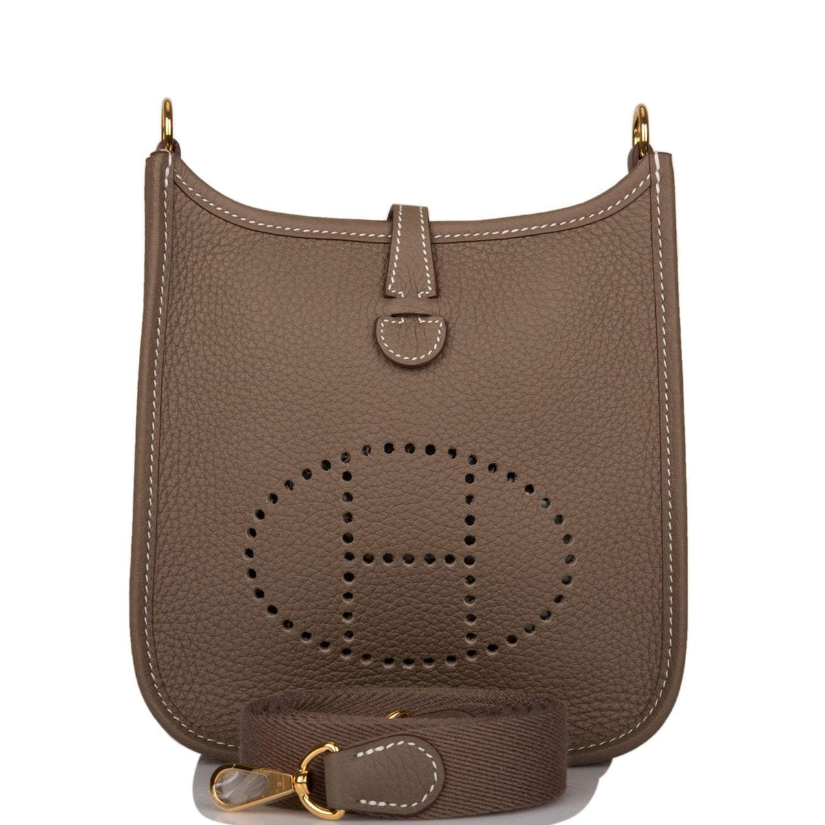 Hermes Evelyne TPM Etoupe Clemence Bag Gold Hardware Hermes