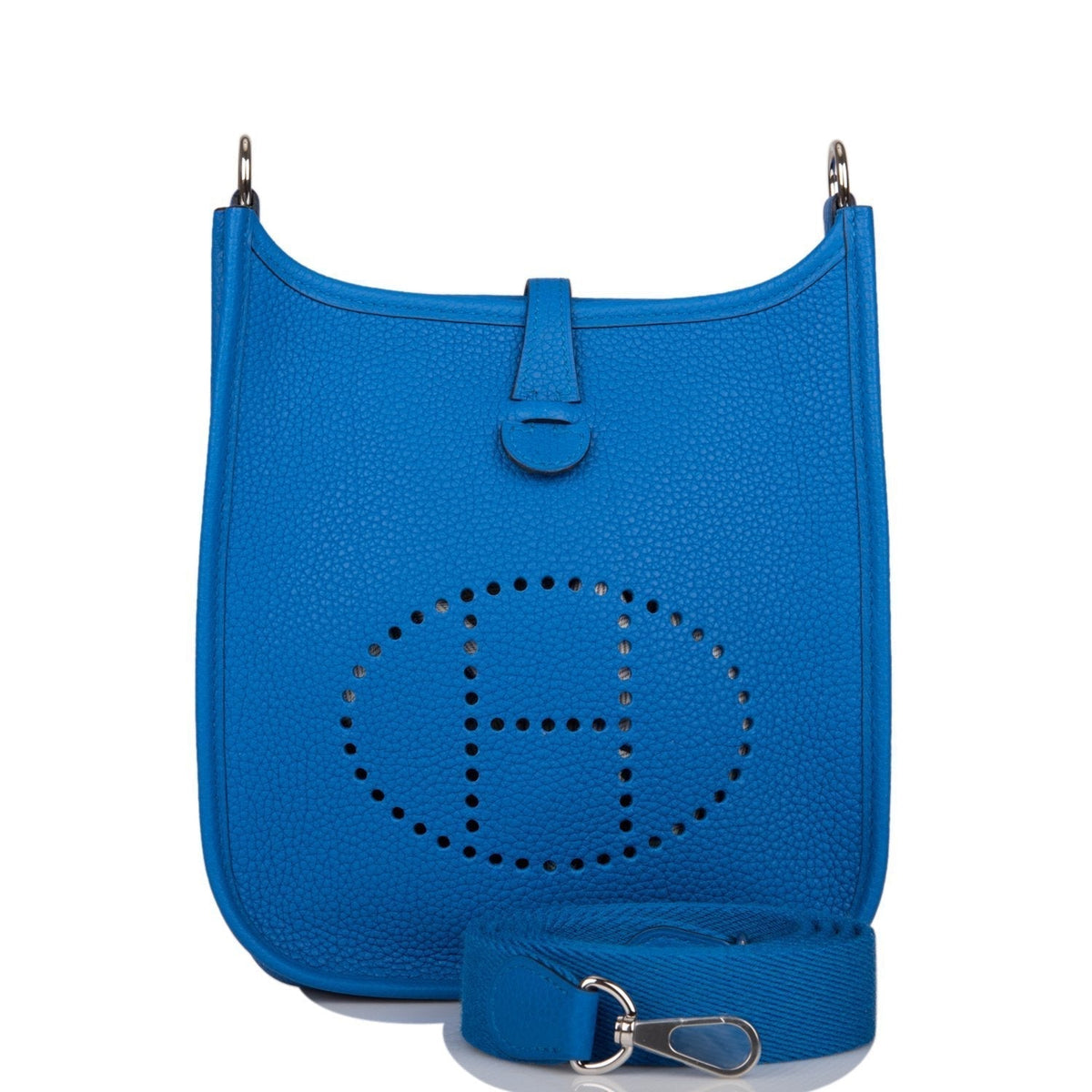 Hermes Bleu Zellige Clemence Evelyne TPM Bag Palladium Hardware BagAg