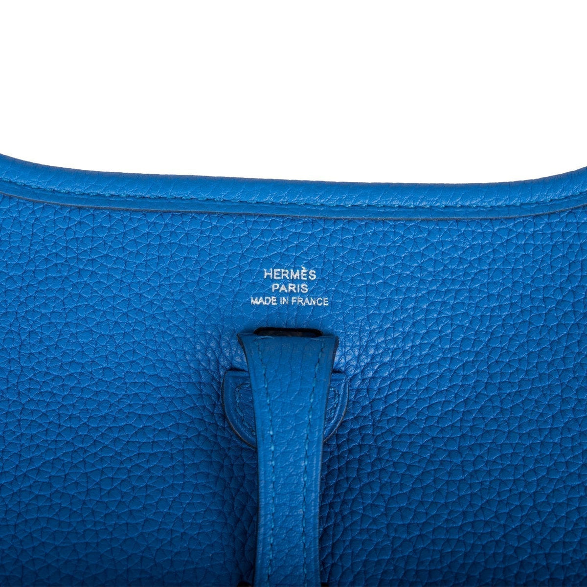 Hermes Bleu Zellige Clemence Evelyne TPM Bag Palladium Hardware BagAg