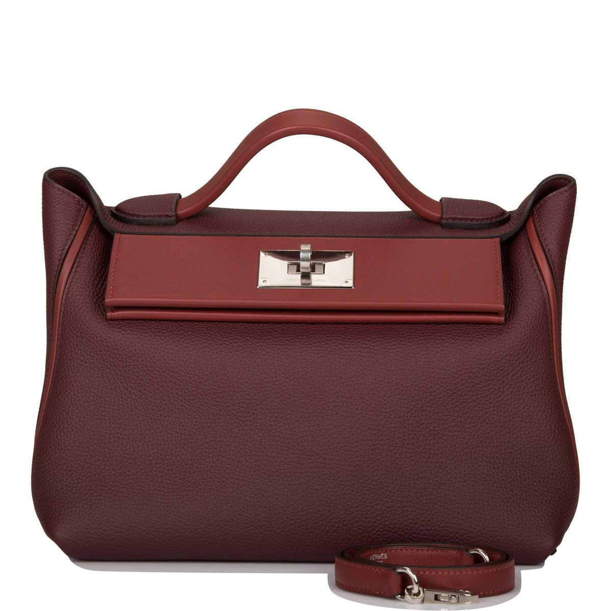 Hermes Bordeaux and Rouge H 24/24 Bag 29cm Palladium Hardware BagAg