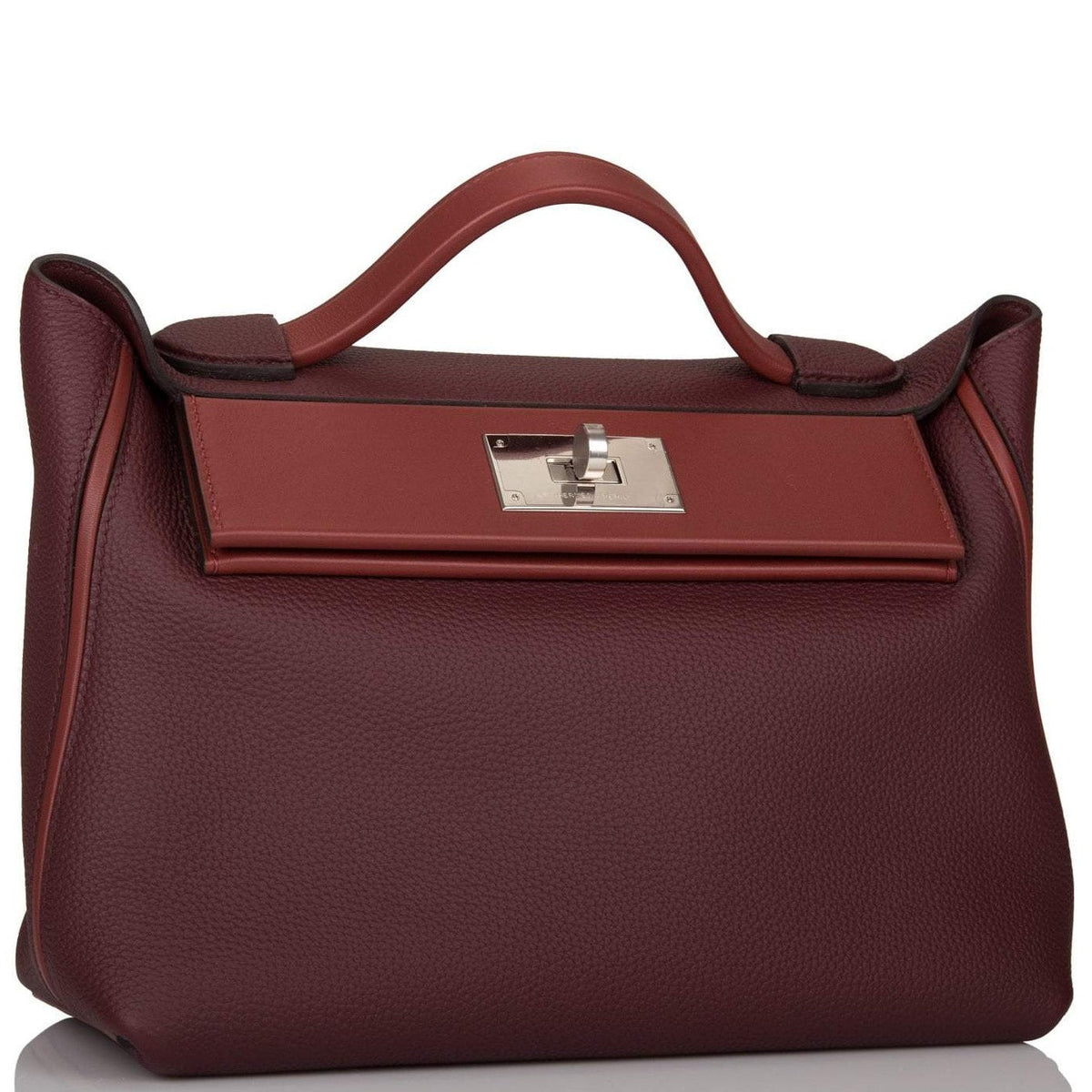 Hermes Bordeaux and Rouge H 24/24 Bag 29cm Palladium Hardware BagAg