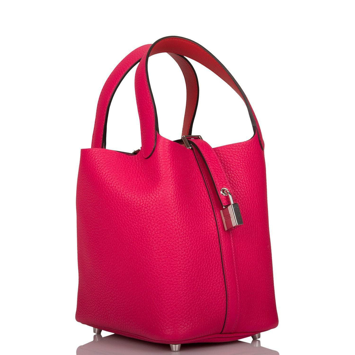 Hermes Rose Mexico Clemence Picotin Lock 18cm Palladium Hardware BagAg
