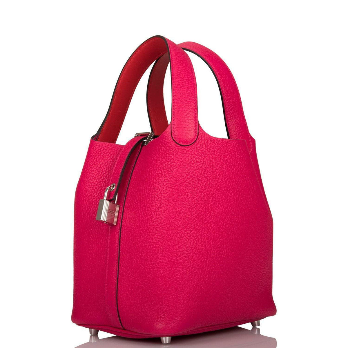 Hermes Rose Mexico Clemence Picotin Lock 18cm Palladium Hardware BagAg