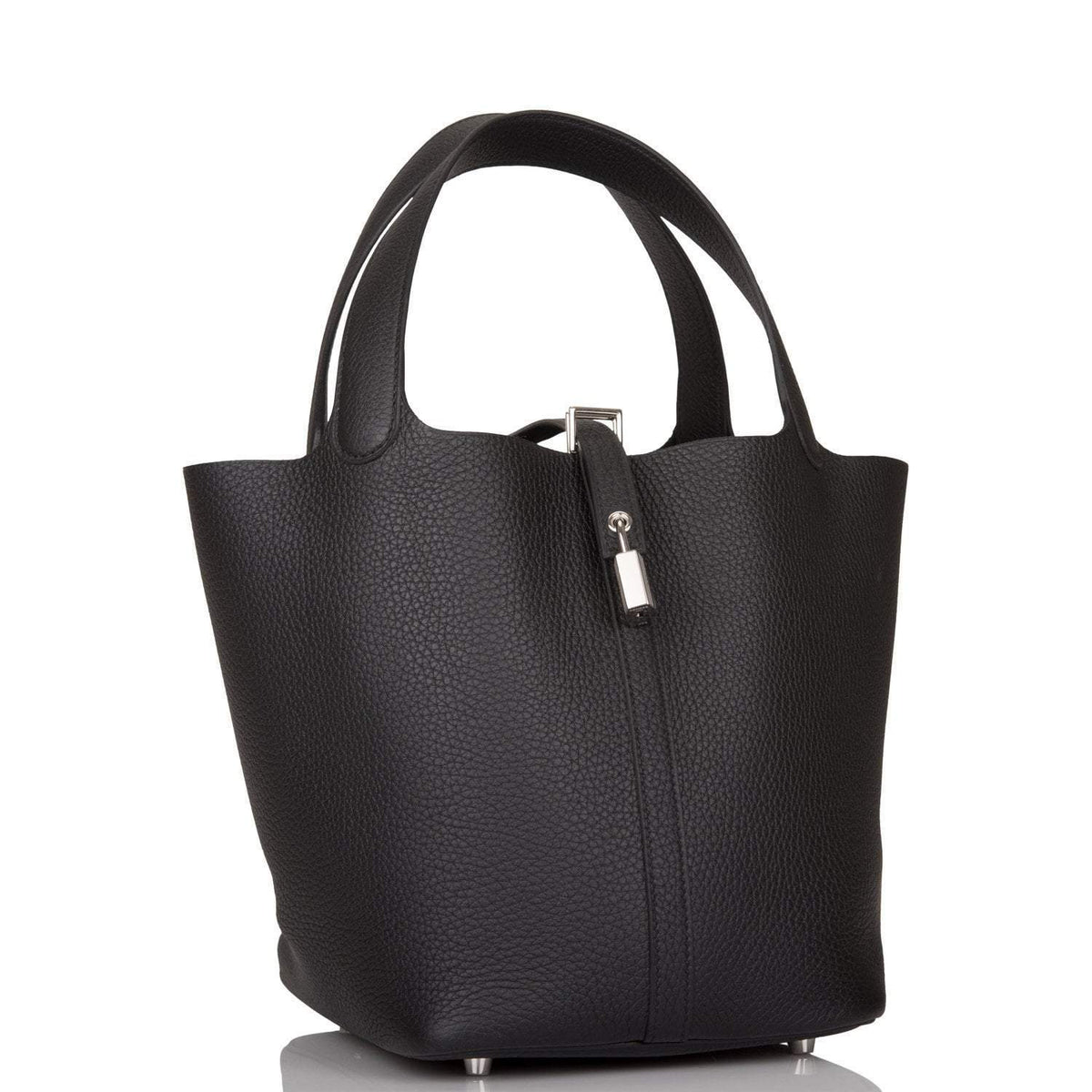 Hermes Black Clemence Picotin Lock 22cm Palladium Hardware BagAg