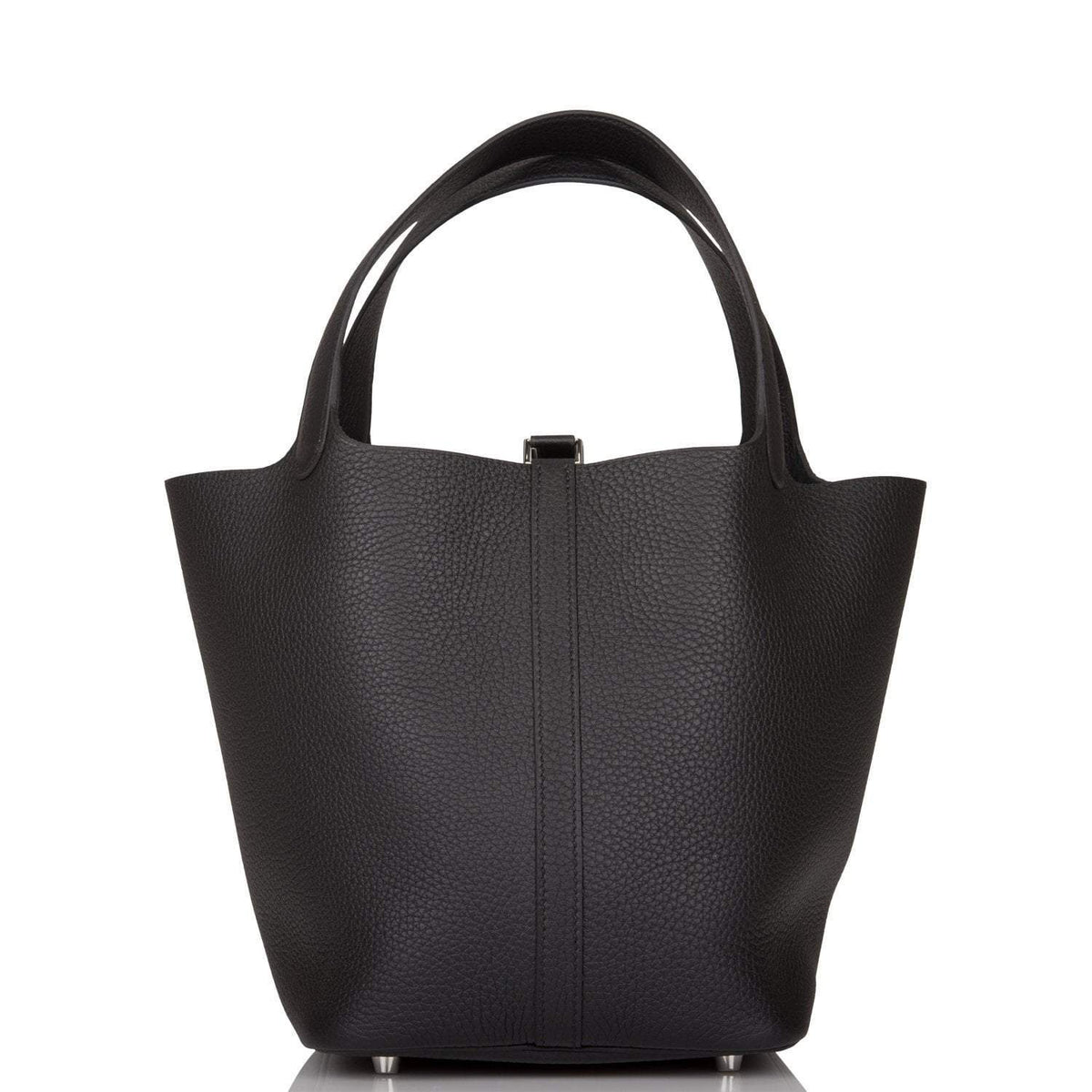 Hermes Black Clemence Picotin Lock 22cm Palladium Hardware BagAg
