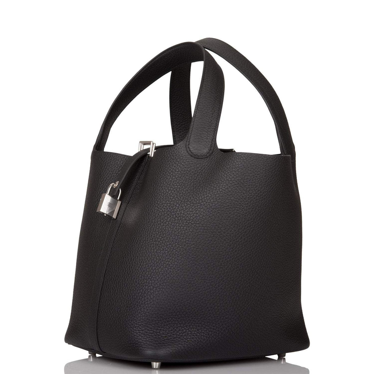 Hermes Black Clemence Picotin Lock 22cm Palladium Hardware BagAg