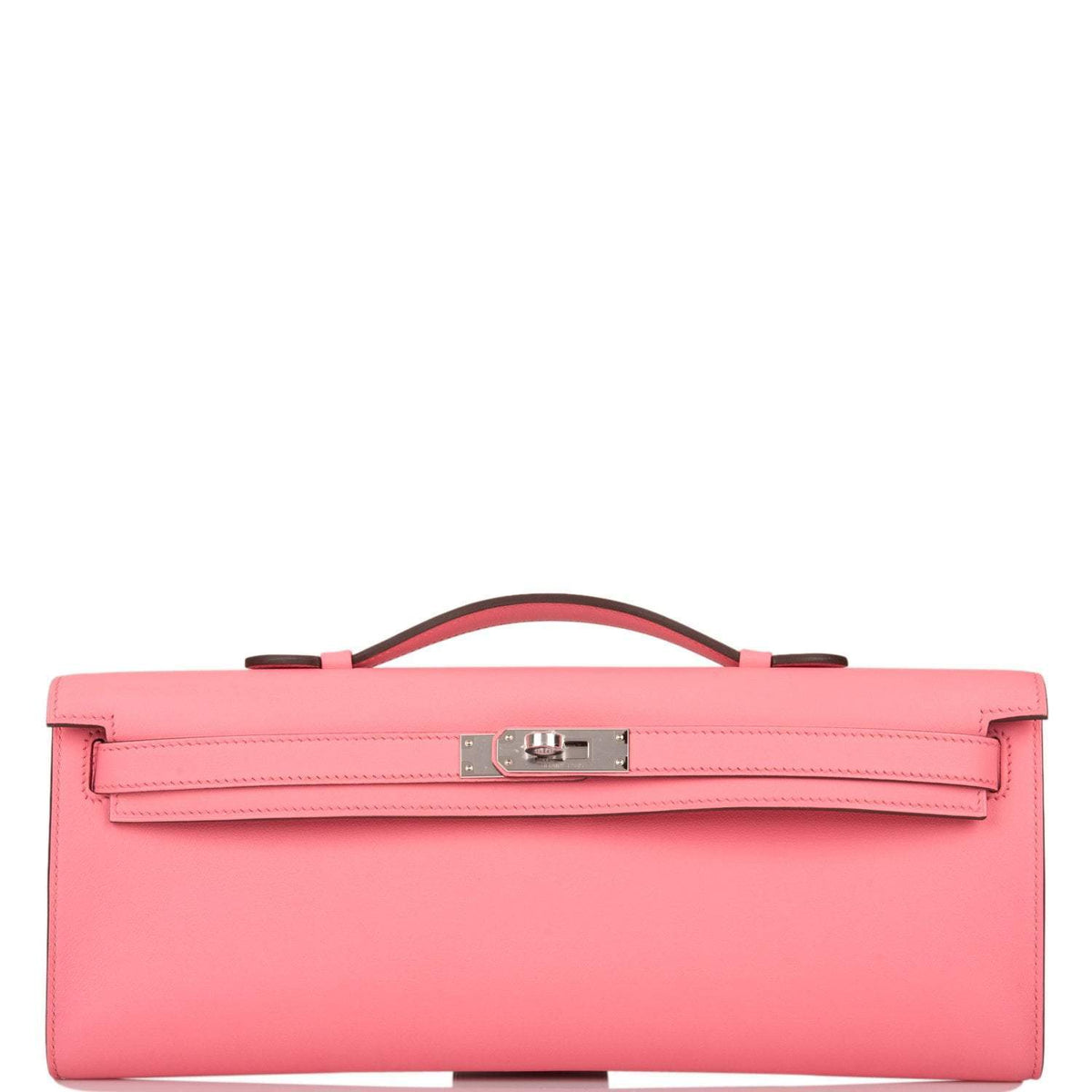 Hermes Rose D'ete Swift Kelly Cut Palladium Hardware Crowned Bag