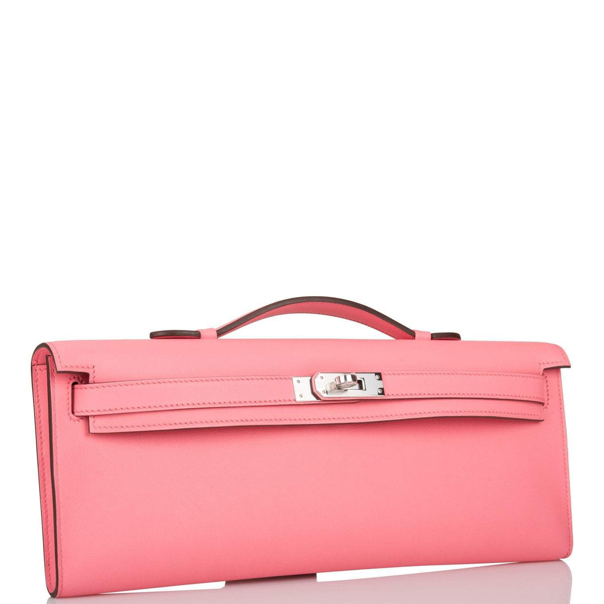 Hermes Rose D'ete Swift Kelly Cut Palladium Hardware Crowned Bag