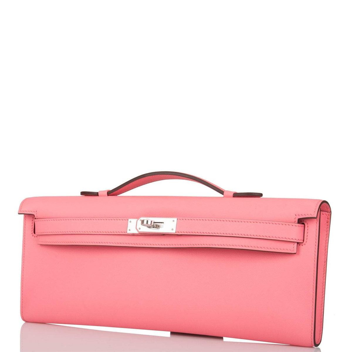 Hermes Rose D'ete Swift Kelly Cut Palladium Hardware Crowned Bag